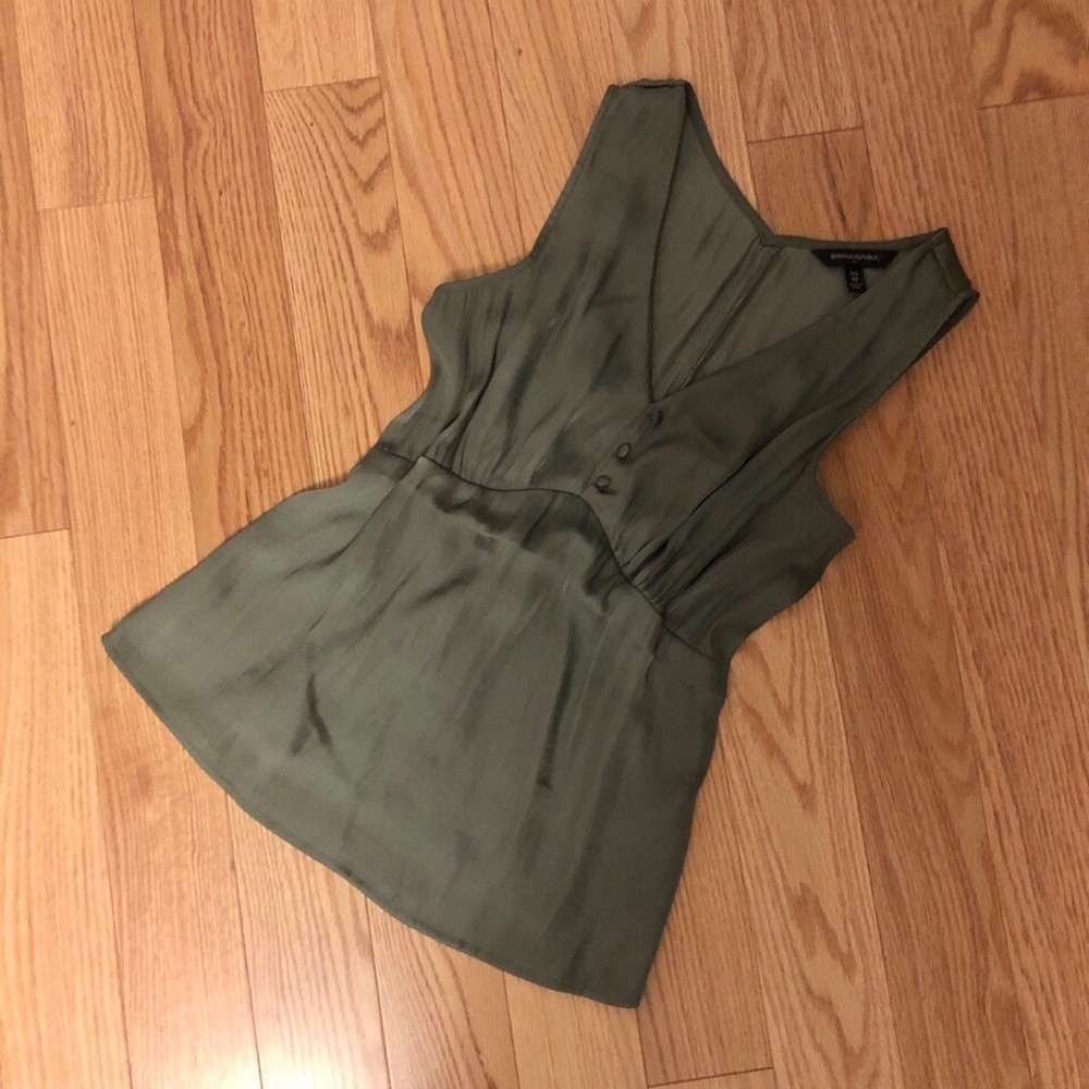 Banana Republic Army Green Tank Blouse (XS)
